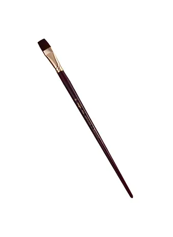Кисть художественная Вернисаж, синтетика бордовая, плоская, длинная ручка №20, Гамма