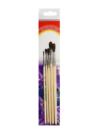 Кисти 5шт белка круглая №1, №2, №3, №4, №5 