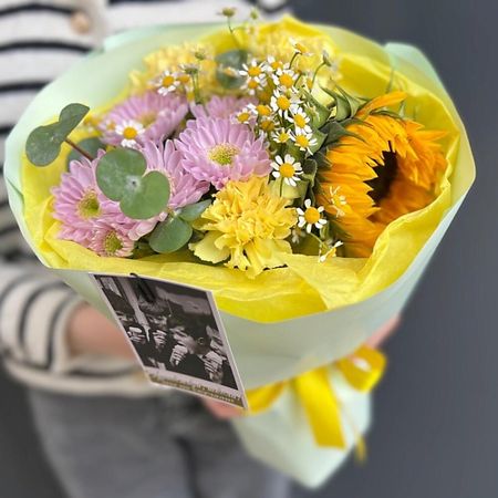 Букет живых цветов FLOWERTVER Букет с подсолнухом на 1 сентября moonbiffy силиконовая крышка для чашек с подсолнухом