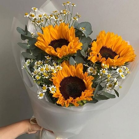 Букет живых цветов FLOWERTVER Букет с подсолнухами и ромашками винтажные металлические таблички с подсолнухами