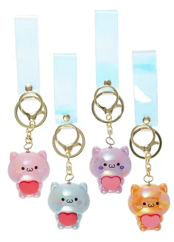 Брелок Котик с сердцем перламутровый (ПВХ) (5см) (12-05149-A020) Bookvalno