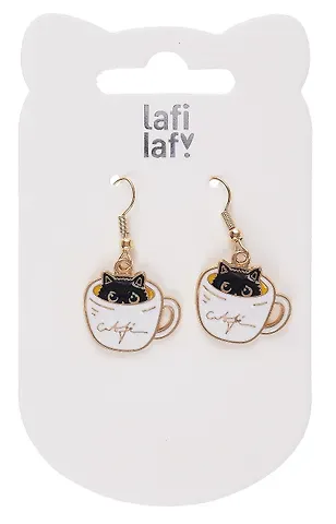Сережки Котики в кружке (2шт) (металл) (12-48782-202405-AC14) (Lafilaf)