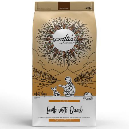 Сухой корм полнорационный для собак Craftia Natura для миниатюрных и мелких пород, ягненок с перепелкой 2 кг