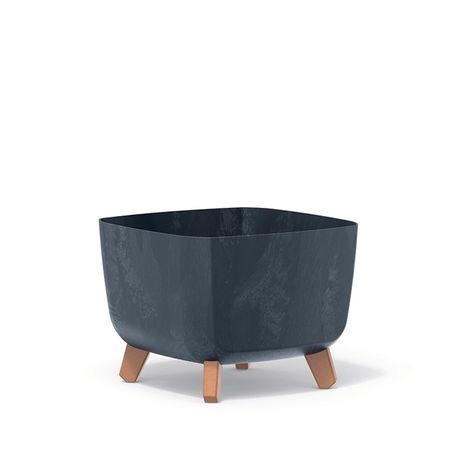 Кашпо на ножках Gracia square beton антрацитовое 29х29х22 см