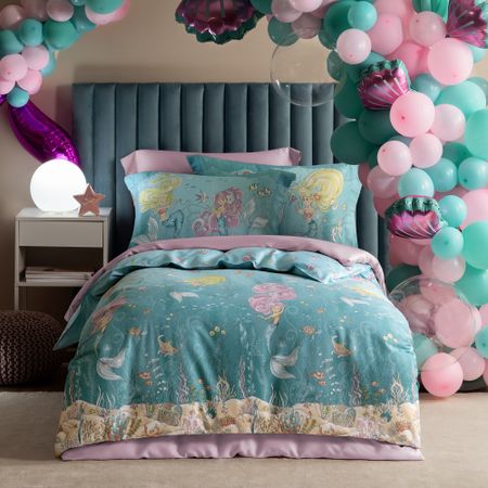 Комплект постельного белья Togas Kids Мермани бирюзовый/розовый 145x200/180х220/50х70 см