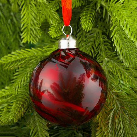 Шар стеклянный новогодний Yancheng Shiny красный D8 см