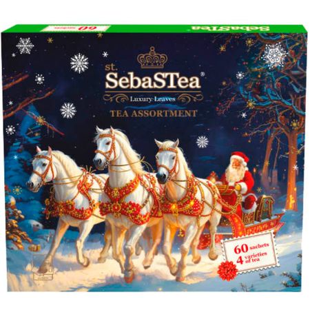 Чай Sebas-Tea Дед Мороз, тройка, ассорти 60 пакетиков, 90 г
