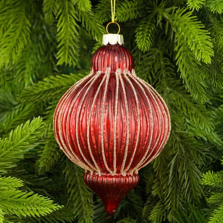 Украшение подвесное Yancheng Shiny стеклянное капля красная 9,5х9,5х12 см