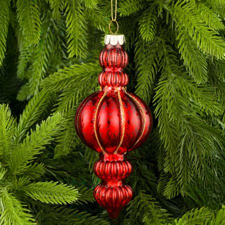 Украшение подвесное Yancheng Shiny стеклянное капля красная 6х6х17 см