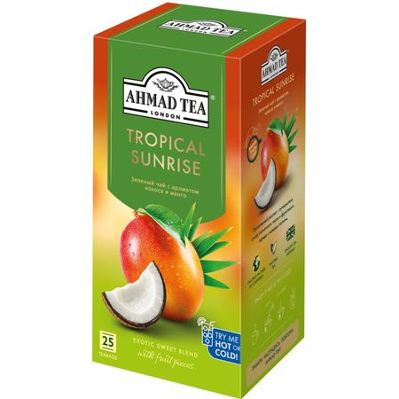 Чай зелёный Ahmad Tea кокос и манго 25х1,5 г