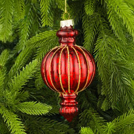 Украшение подвесное Yancheng Shiny стеклянное капля красная 8х8х14 см