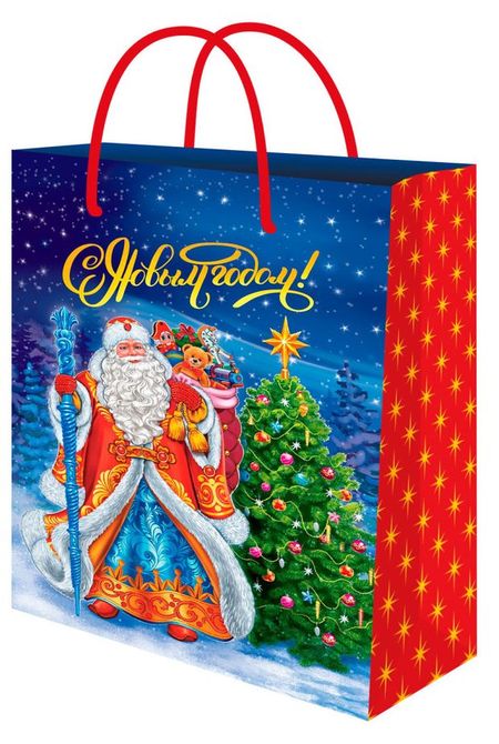 Пакет подарочный Miland Дед Мороз и Снегурочка 11,5x14,5x6 , 1 шт в ассортименте