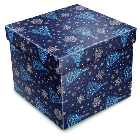Коробка подарочная Miland Елочки и снежинки 21х21х21 см, 1 шт