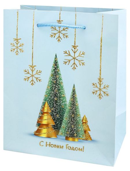 Пакет подарочный Miland Елочки 26x32x10 см, 1 шт в ассортименте