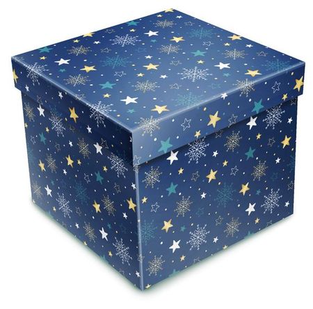 Коробка подарочная Miland Снежинки и звездочки 21х21х21 см, 1 шт