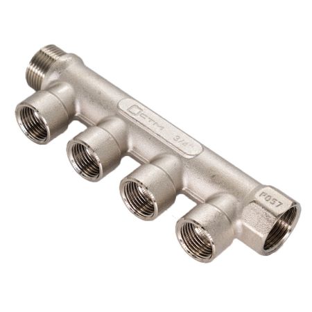 Коллектор СТМ 3/4 ВР(г) х 4 выхода 1/2 ВР(г) х 3/4 НР(ш) (C4MF3412) алюминиевый 2 75 70 мм впускной коллектор с чпу корпус дроссельной заслонки для двигателя mitsubishi lancer evo 7 8 9 4g63 01 05 sl