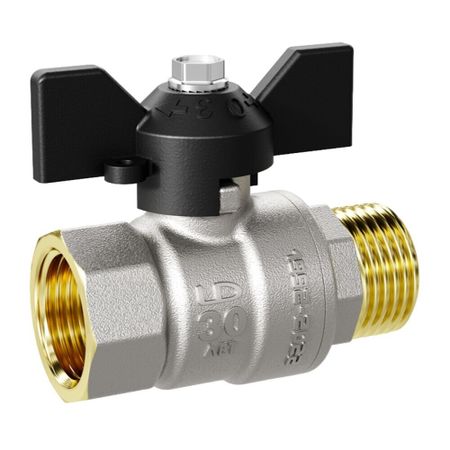 Кран шаровой латунный LD Pride 1 ВР(г) х 1 НР(ш) бабочка прямой (LD 47.312.25)