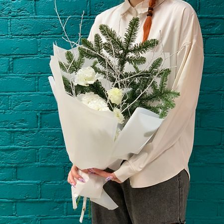 Букет живых цветов ЦВЕТЫ МИШКИ Новогодний букет из нобилиса и эустомы акриловый новогодний топпер для торта wohltao