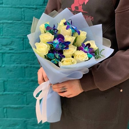 Букет живых цветов ЦВЕТЫ МИШКИ Букет из розы и орхидеи искусственные орхидеи wqnjin 60 см