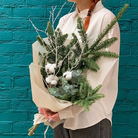 Букет живых цветов ЦВЕТЫ МИШКИ Новогодний букет из нобилиса и хлопка акриловый новогодний топпер для торта wohltao