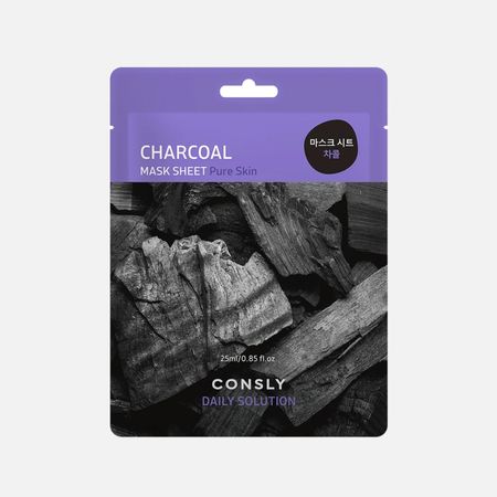Маска тканевая для лица Consly Daily solution с древесным углём 25 мл