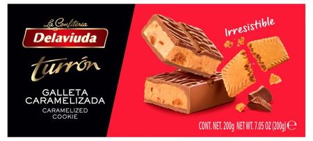 Туррон Delaviuda Шоколадный с начинкой из бисквита с карамелью, 200 г