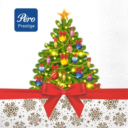 Салфетки Pero Prestige Праздничная ель 3 сл 20 л 33х33 см