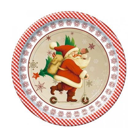 Тарелка картонная Bgreen дед мороз и самокат 23 см