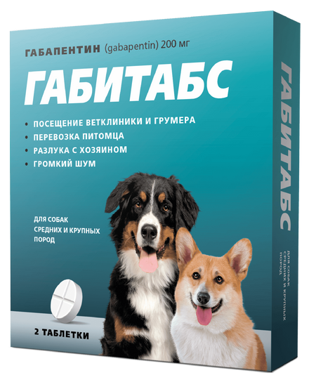 Лекарственные препараты Apicenna Габитабс для собак средних и крупных пород, 2 таблетки по 200 мг (2 таб.)