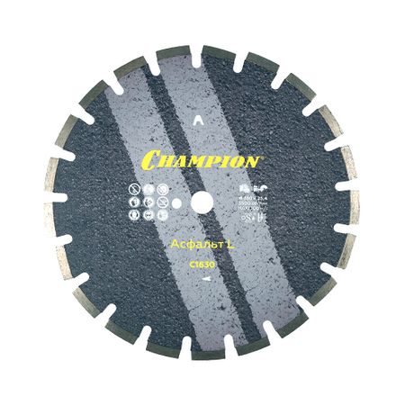 Диск алмазный по асфальту Champion Asphafight L 350x25,4x8 мм сегментный сухой рез (C1630) подлинная твердая клемма свечи зажигания torch e7rtc совместимость со свечами bpr7hs bpr6hs champion oe064 denso iwf22