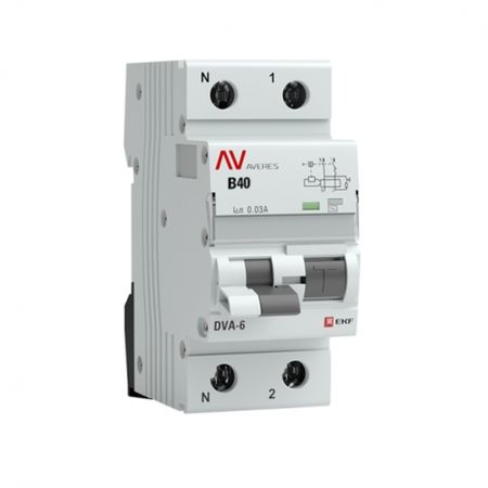 Автомат дифференциальный EKF Averes DVA-6 40А 1P+N тип AC 30 мА 6 кА (rcbo6-1pn-40B-30-ac-av)