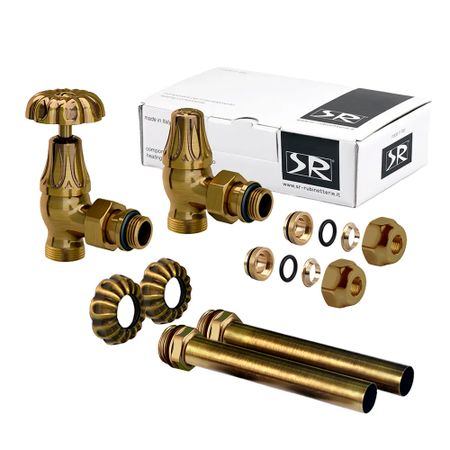 Комплект терморегулирующий угловой SR Rubinetterie Floral Old Style 1/2 х 24/19 для радиатора (A339-1500Z0P0) leenkea крышки для труб радиатора 4 шт 15 мм