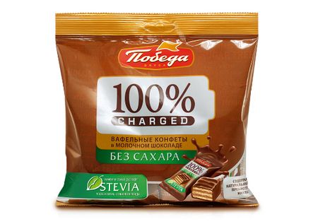 Конфеты Чаржед вафельные в молочном шоколаде б/сахара пакет кор, 150 г