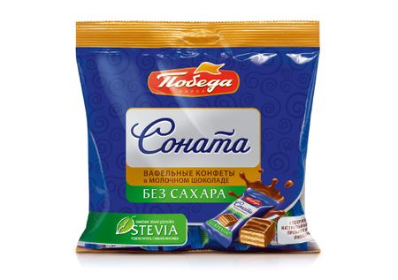 Конфеты Соната вафельные  в молочном шоколаде б/сахара пакет, 150 г