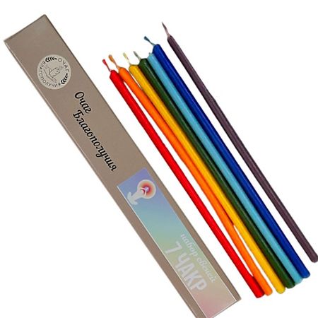 Свеча ароматическая ОЧАГ БЛАГОПОЛУЧИЯ Набор свечей 7 чакр для медитаций круглые жестяные банки для свечей