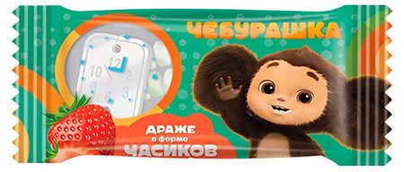 Драже в форме часиков КОНФИТРЕЙД Чебурашка со вкусом клубники Китай, 12 г