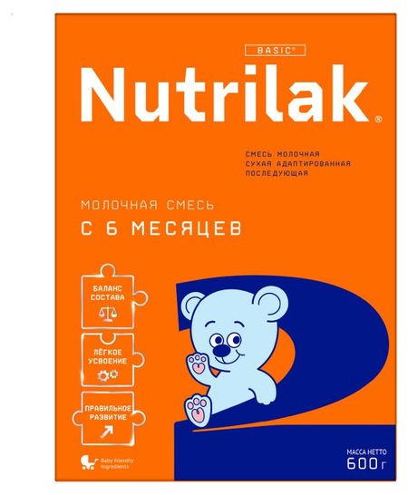 Смесь сухая молочная Nutrilak 2 с 6 мес., 600 г