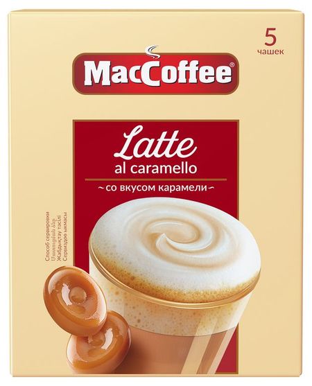 Кофейный Напиток MacCoffee Latte Карамель, 5 шт х 22 г