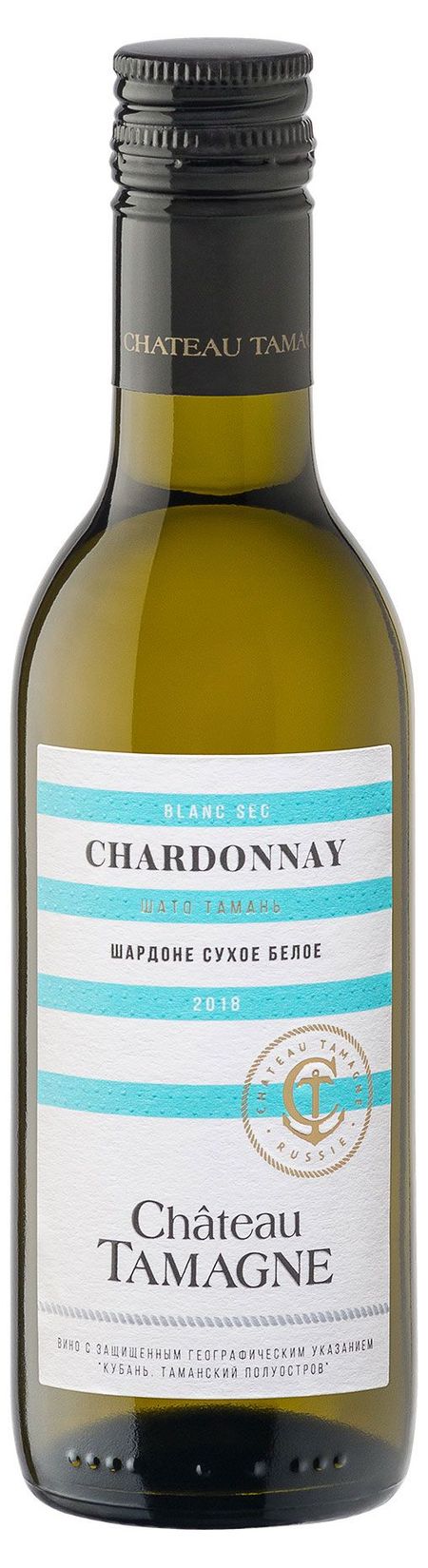 Вино Шато Тамань Шардоне белое сухое Россия, 0,187 мл