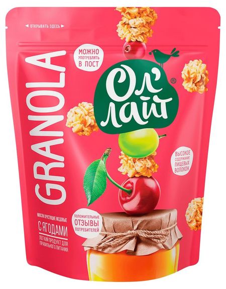 Мюсли Ол'Лайт с ягодами, 280 г