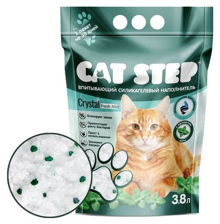 Наполнитель для кошачьих туалетов Cat Step Crystal Fresh Mint силикагелевый, 3,8 л