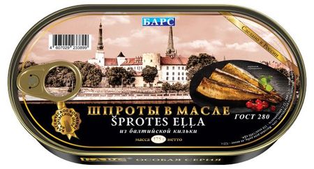 Шпроты в масле БАРС из балтийской кильки, 175 г