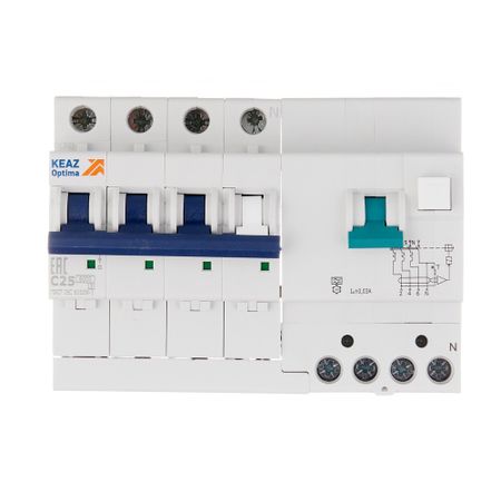 Автомат дифференциальный КЭАЗ OptiDin VD63 25А 3P+N тип AC 30 мА 6 кА (103478)