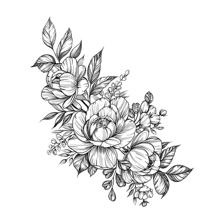 Наклейки для тела PRINT FACTORY Временная Переводная Татуировка Черные Пионы искусственные пионы wqnjin шелк 1 букет 45 см