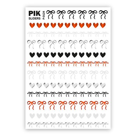 Слайдеры PIK Слайдеры для ногтей P-124 Бантики и сердечки Фольга мини бантики котенок miniso