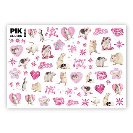 Слайдеры PIK Слайдеры для ногтей P-084 Крысы статуэтка крысы из меди