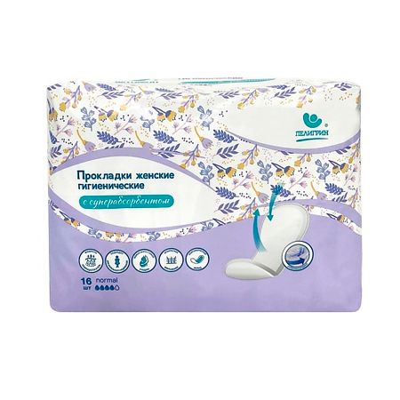 Прокладки гигиенические ПЕЛИГРИН Прокладки женские гигиенические, послеродовые с суперабсорбентом, 16 шт. прокладки nbr для сальников 2 шт