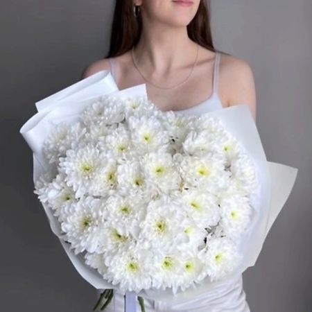 Букет живых цветов FLORY.ME Букет Из 7 кустовых белых хризантем