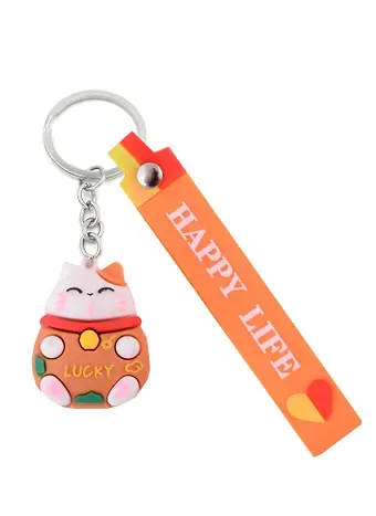 Брелок Котик Манэки-нэко (ПВХ) (4см)