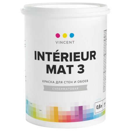 Краска Vincent для стен.потолка матовая i3 База А 0.9л